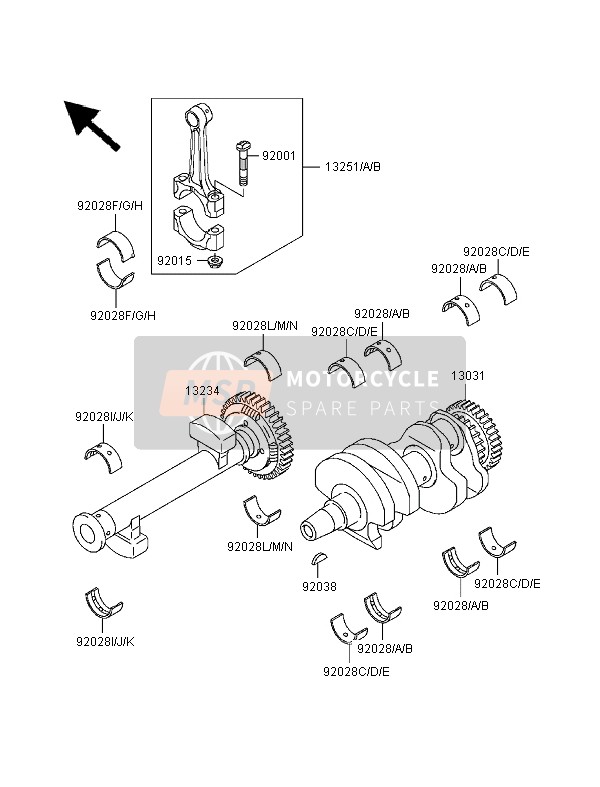 Kawasaki GPZ500S 1999 Crankshaft for a 1999 Kawasaki GPZ500S