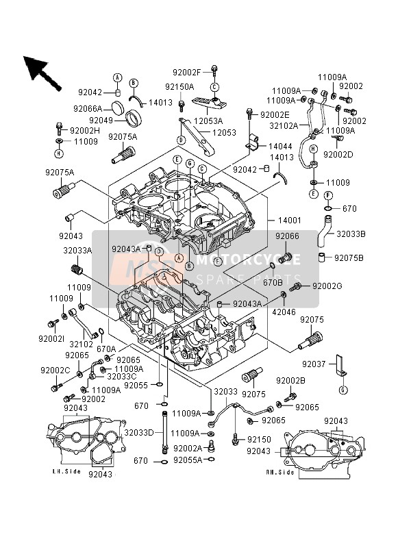 Kawasaki GPZ500S 1999 Crankcase for a 1999 Kawasaki GPZ500S