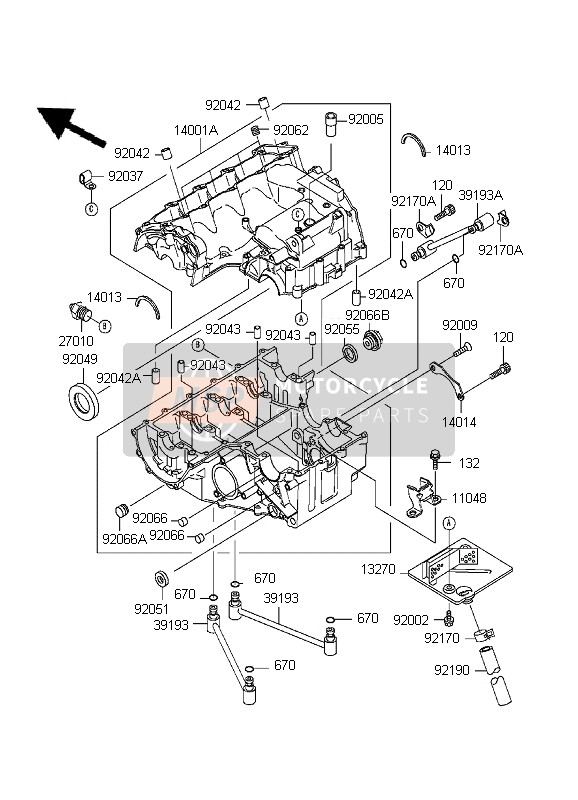 Kawasaki NINJA ZX-6R 1999 Crankcase for a 1999 Kawasaki NINJA ZX-6R