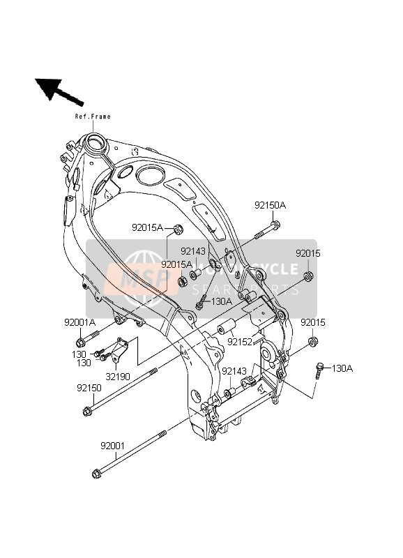 Kawasaki NINJA ZX-6R 1999 Raccords de cadre pour un 1999 Kawasaki NINJA ZX-6R