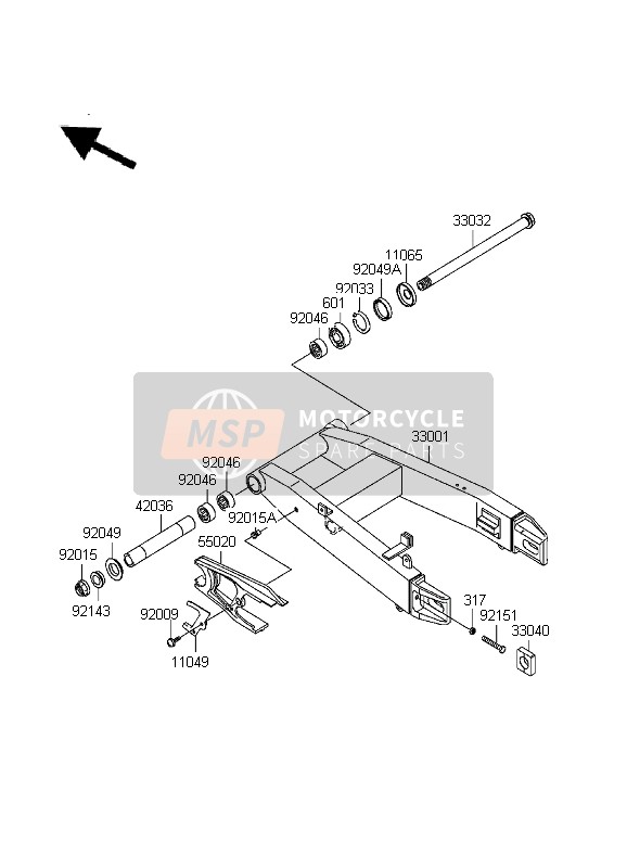 Kawasaki NINJA ZX-6R 1999 Swing Arm for a 1999 Kawasaki NINJA ZX-6R