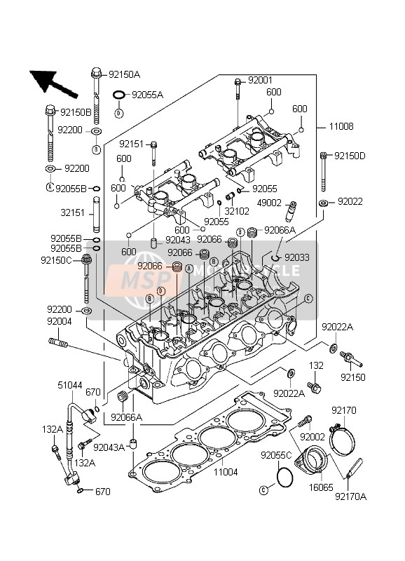 Kawasaki NINJA ZX-7R 1999 Cylinder Head for a 1999 Kawasaki NINJA ZX-7R