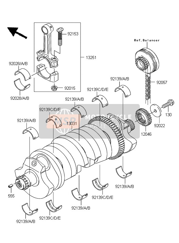 Kawasaki ZRX1200R 2004 Crankshaft for a 2004 Kawasaki ZRX1200R