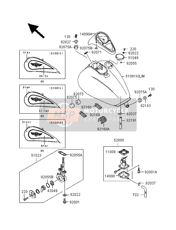 51081510199, TANK-COMP-FUEL,Green/gray, Kawasaki, 0
