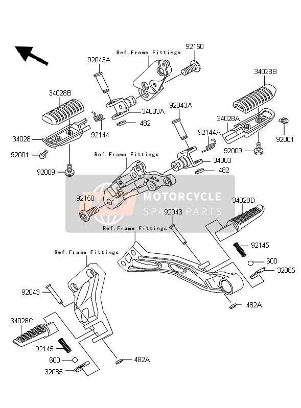 Kawasaki ZRX1200R 2004 Repose-Pieds pour un 2004 Kawasaki ZRX1200R