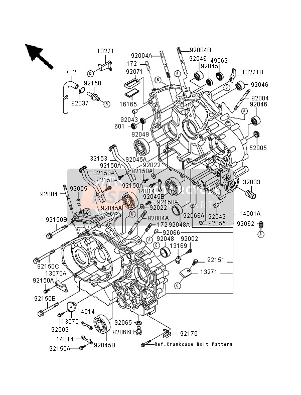 140015374, SET-CRANKCASE, Kawasaki, 1