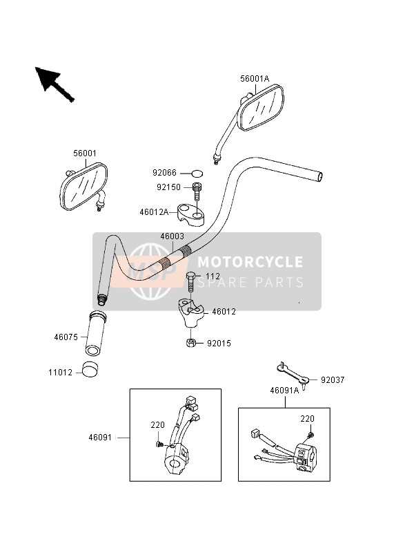 460191109, GRIP-ASSY,Throttle, Kawasaki, 1