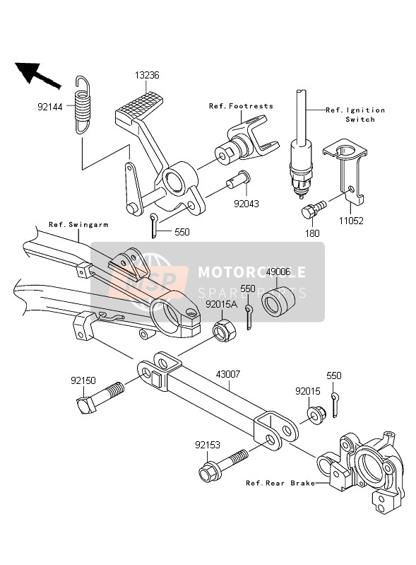 Kawasaki ZRX1200R 2004 Brake Pedal for a 2004 Kawasaki ZRX1200R