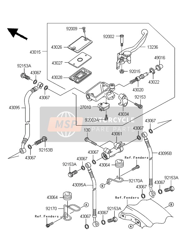 Kawasaki ZRX1200R 2004 HAUPTZYLINDER VORNE für ein 2004 Kawasaki ZRX1200R