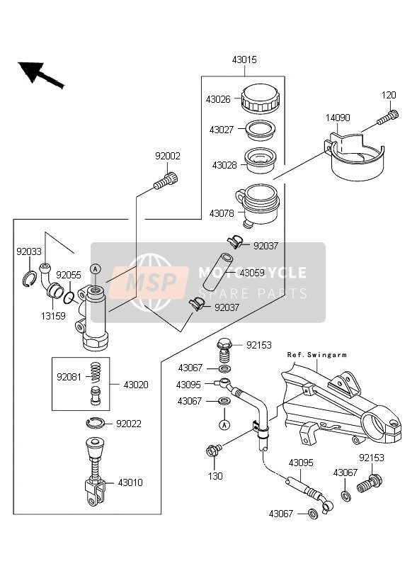 Kawasaki ZRX1200R 2004 HAUPTZYLINDER HINTEN für ein 2004 Kawasaki ZRX1200R