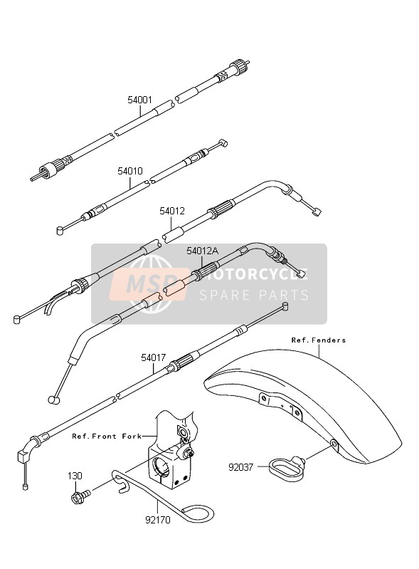 Kawasaki ZRX1200R 2004 Cables para un 2004 Kawasaki ZRX1200R