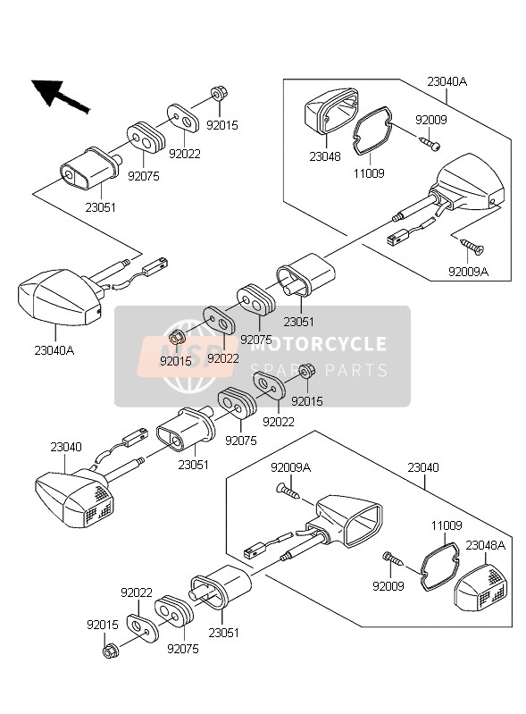 Kawasaki ZRX1200R 2004 Clignotants pour un 2004 Kawasaki ZRX1200R