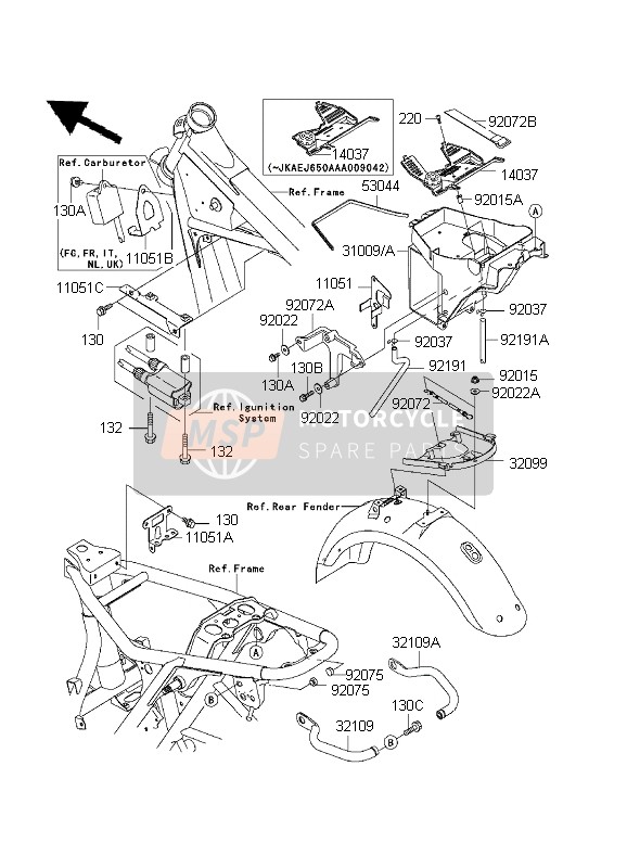 Kawasaki W650 1999 Battery Case for a 1999 Kawasaki W650