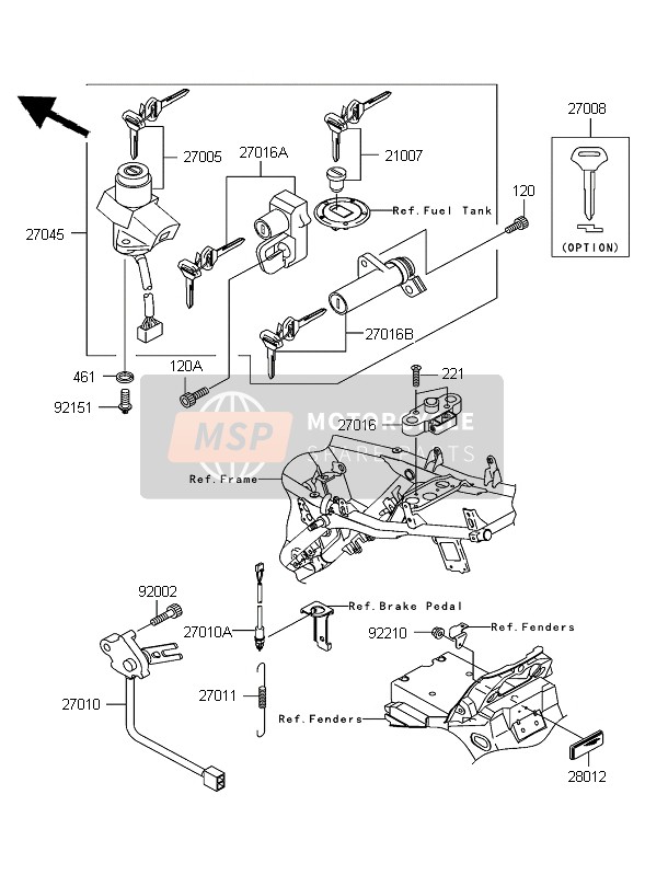 Kawasaki ZRX1200R 2004 Ignition Switch for a 2004 Kawasaki ZRX1200R