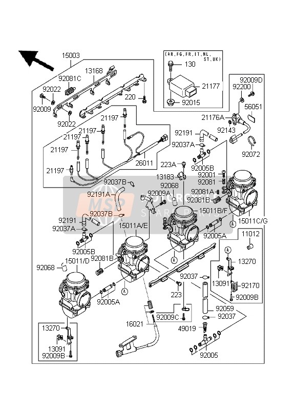 150111705, Carburetor,Rh,Inside, Kawasaki, 0