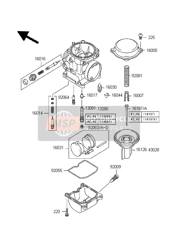 Kawasaki ZR-7 1999 Pièces de carburateur pour un 1999 Kawasaki ZR-7