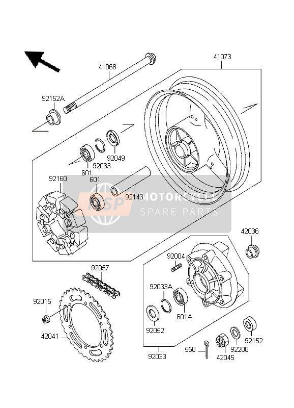 Kawasaki ZR-7 1999 Rear Hub for a 1999 Kawasaki ZR-7