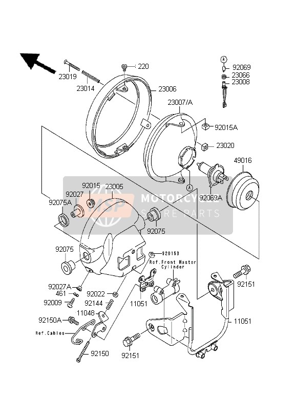 Kawasaki ZR-7 1999 Headlight for a 1999 Kawasaki ZR-7