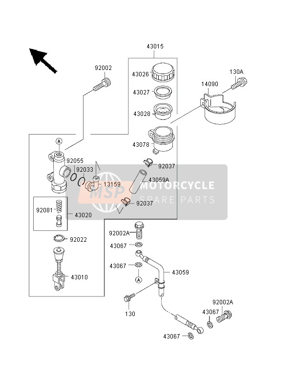 Kawasaki ZRX1100 1999 HAUPTZYLINDER HINTEN für ein 1999 Kawasaki ZRX1100