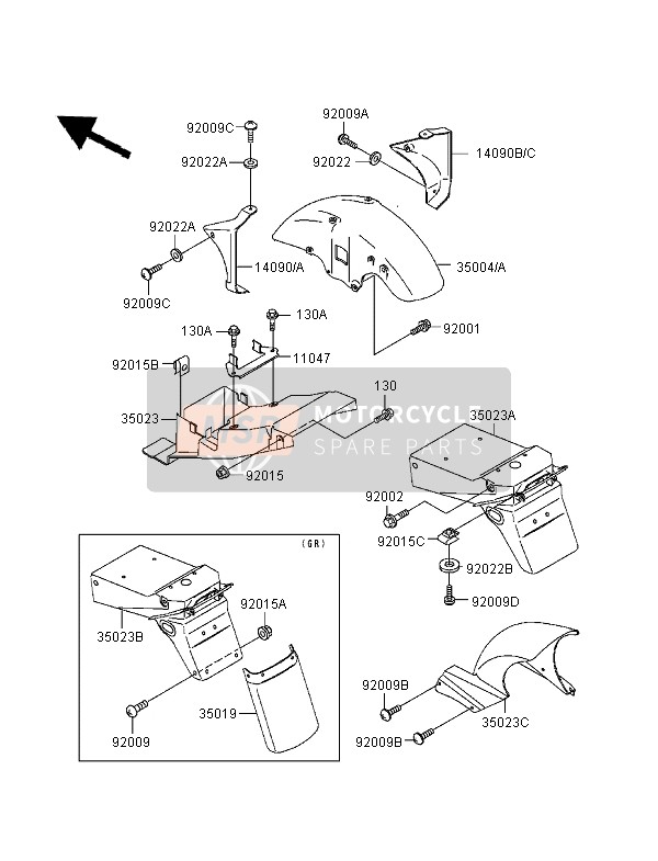 35004128320, FENDER-FRONT,P.P.Black, Kawasaki, 1