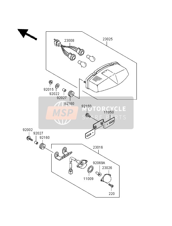 Kawasaki ZXR400 1999 Tail Light for a 1999 Kawasaki ZXR400