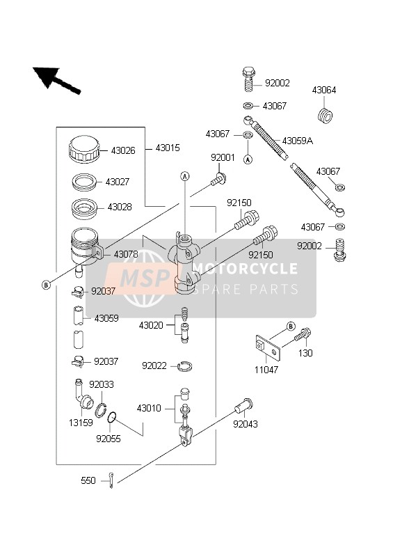 Kawasaki ZZ-R600 1999 Rear Master Cylinder for a 1999 Kawasaki ZZ-R600