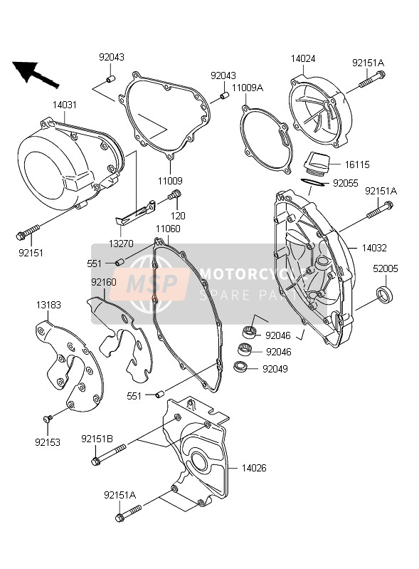 Kawasaki ZZR600 2004 Cubierta del motor para un 2004 Kawasaki ZZR600