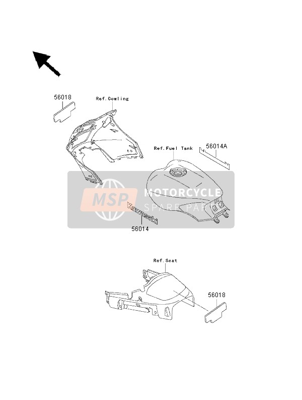 Kawasaki 1000 GTR 2000 Decals for a 2000 Kawasaki 1000 GTR