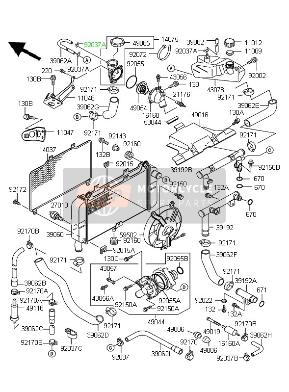 Kawasaki ZZR600 2004 Radiator for a 2004 Kawasaki ZZR600