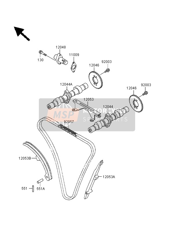 Kawasaki EN500 2000 Camshaft & Tensioner for a 2000 Kawasaki EN500