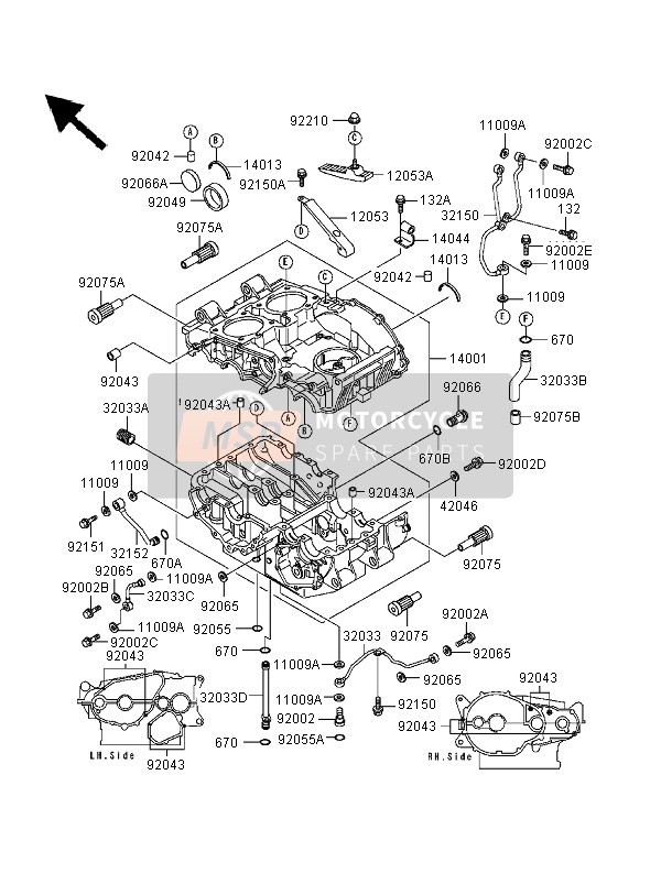 Kawasaki EN500 2000 Caja Del Cigüeñal para un 2000 Kawasaki EN500