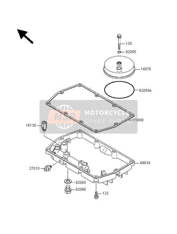 Kawasaki EN500 2000 ENTLÜFTUNGSABDECKUNG & ÖLWANNE für ein 2000 Kawasaki EN500