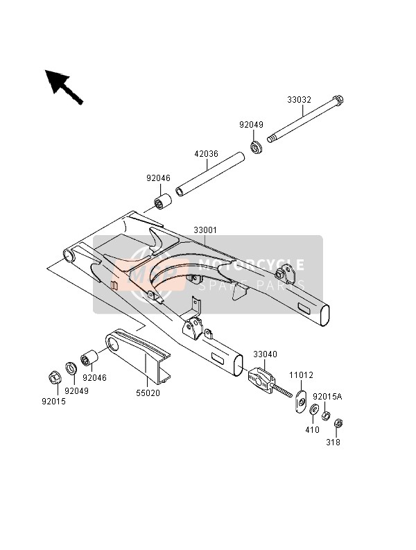 Kawasaki EN500 2000 Swing Arm for a 2000 Kawasaki EN500