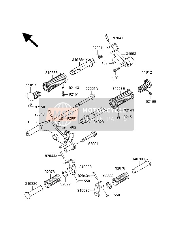 Kawasaki EN500 2000 Footrest for a 2000 Kawasaki EN500