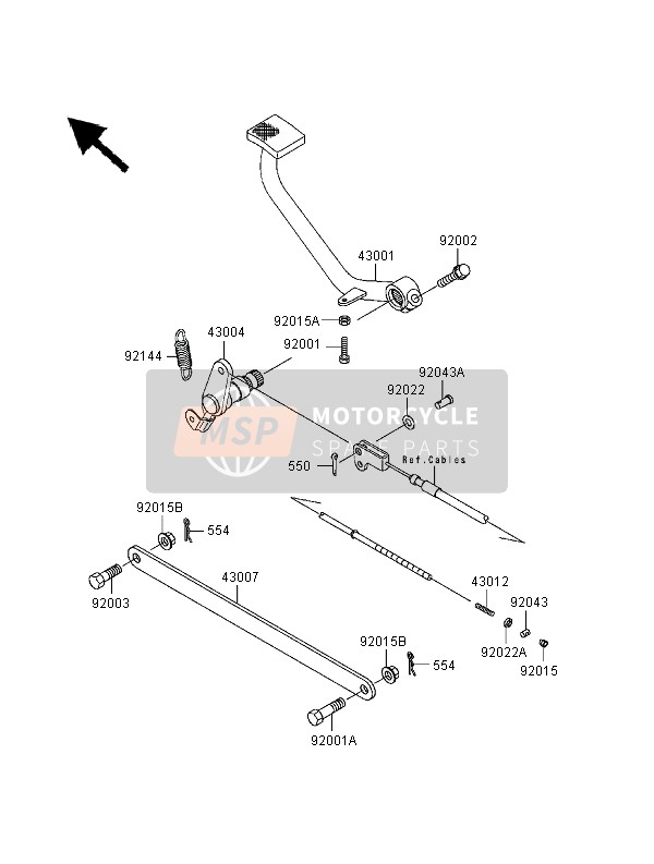 Kawasaki EN500 2000 Brake Pedal for a 2000 Kawasaki EN500