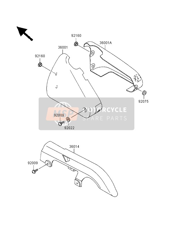 Kawasaki EN500 2000 Side Covers & Chain Cover for a 2000 Kawasaki EN500