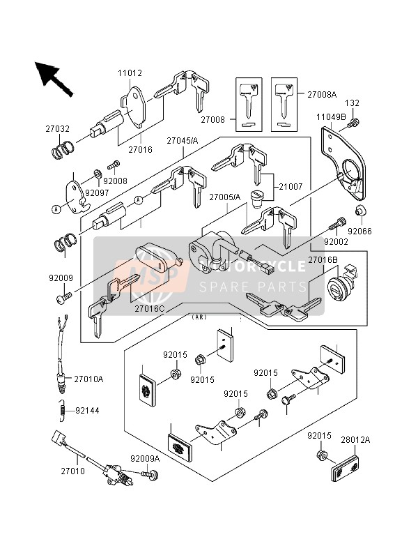 Kawasaki EN500 2000 Ignition Switch for a 2000 Kawasaki EN500