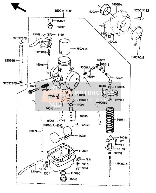 Kawasaki KDX250 1985 Carburettor for a 1985 Kawasaki KDX250