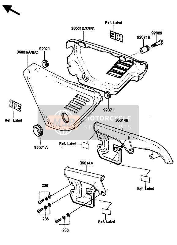 920711001, Tuelle Seitendeckel, Kawasaki, 1