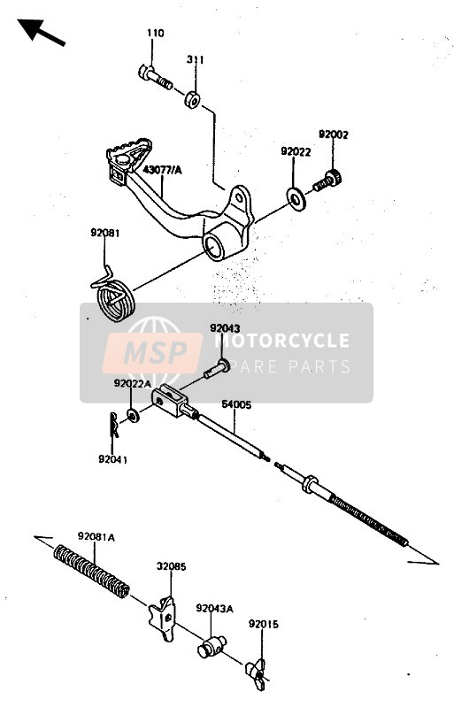 Kawasaki KLR600 1985 Pédale de frein pour un 1985 Kawasaki KLR600