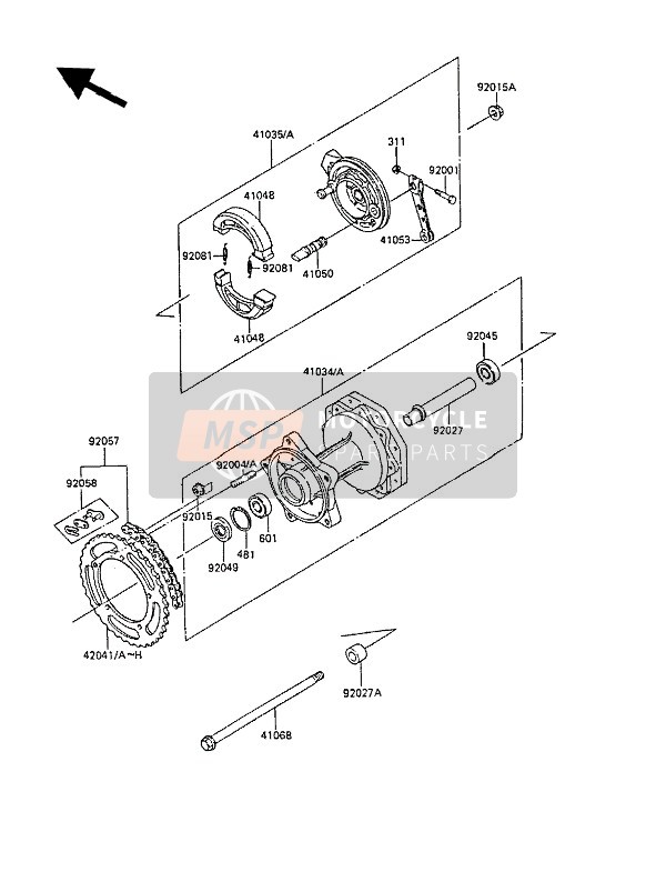 420411114, SPROCKET-HUB,44T, Kawasaki, 1