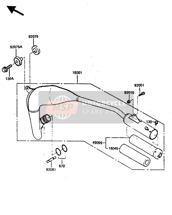 Kawasaki KX80 1985 Muffler for a 1985 Kawasaki KX80