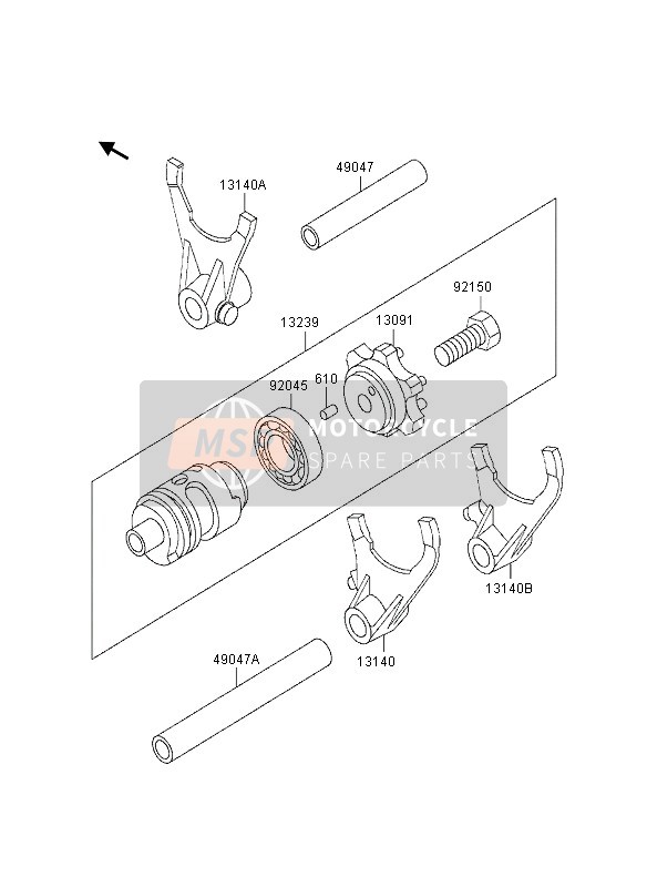 490471064, Schaltstange L=81, Kawasaki, 0