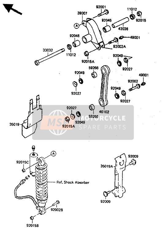 Kawasaki KX80 1985 Sospensione per un 1985 Kawasaki KX80