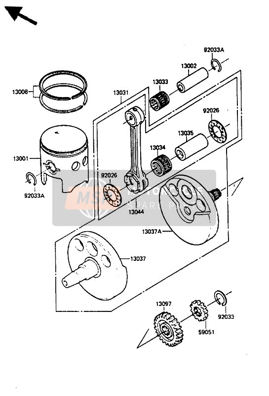 Kawasaki KX250 1985 Vilebrequin & Piston pour un 1985 Kawasaki KX250