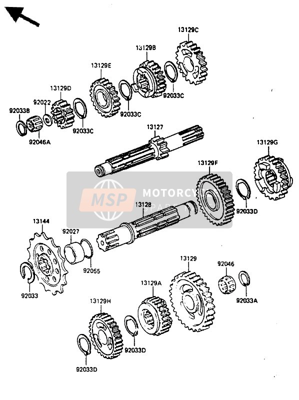 Kawasaki KX250 1985 Transmission for a 1985 Kawasaki KX250