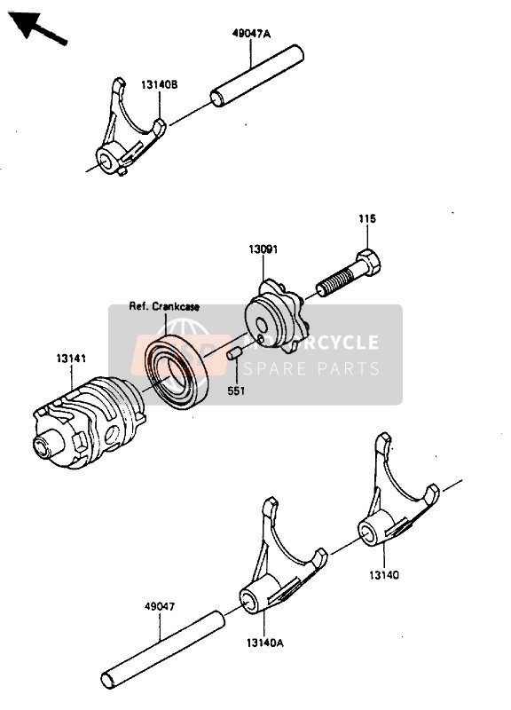 Kawasaki KX250 1985 Change Drum & Shift Fork for a 1985 Kawasaki KX250