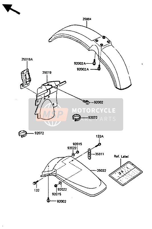 132BA0640, BOLT-FLANGED-SMALL, Kawasaki, 1