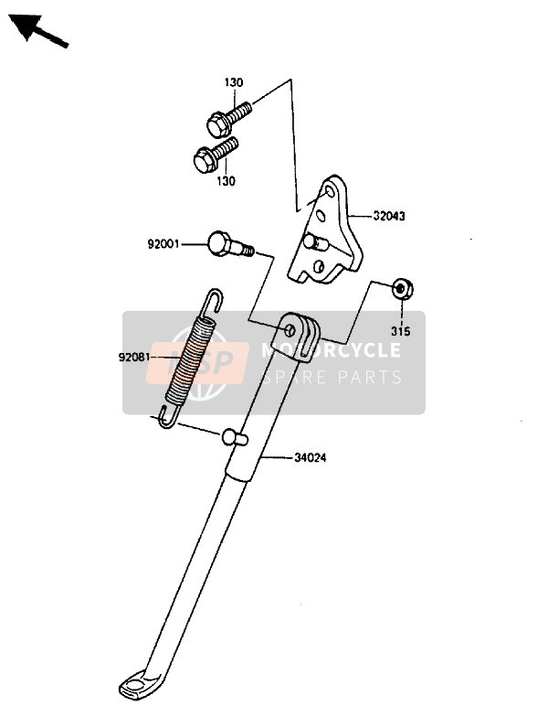 34025008, Spring,Stand, Kawasaki, 1