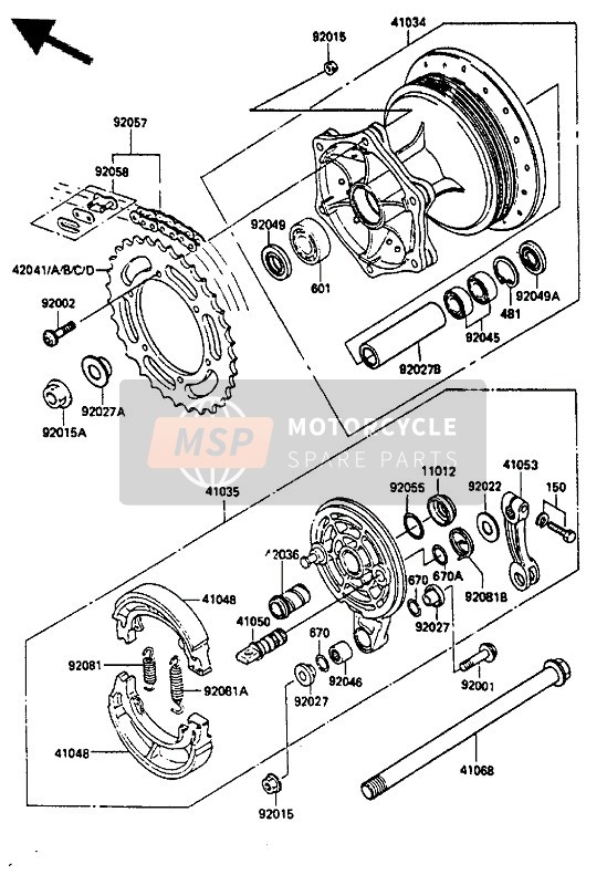 Kawasaki KX250 1985 HINTERRADNABE für ein 1985 Kawasaki KX250